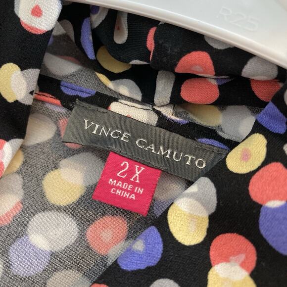 Vince Camuto Women's Confetti Dot Wrap Blouse Size 2X Career Office Professional - Picture 5 of 11